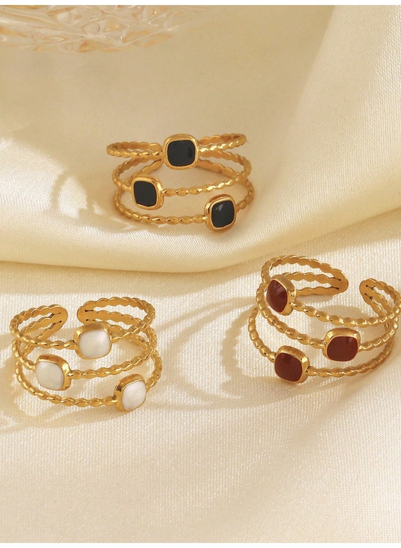 veya WOMEN’S OPEN GOLD-PLATED RING 18K – 3 PIECE - Image 5